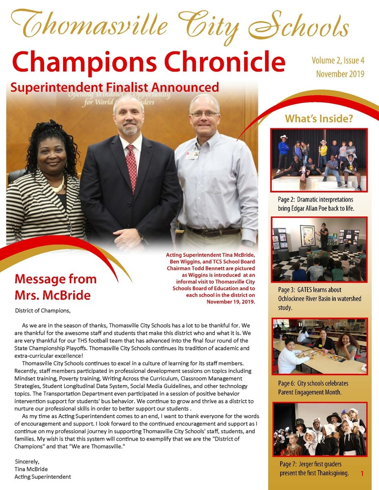 November Champions Chronicle Newsletter