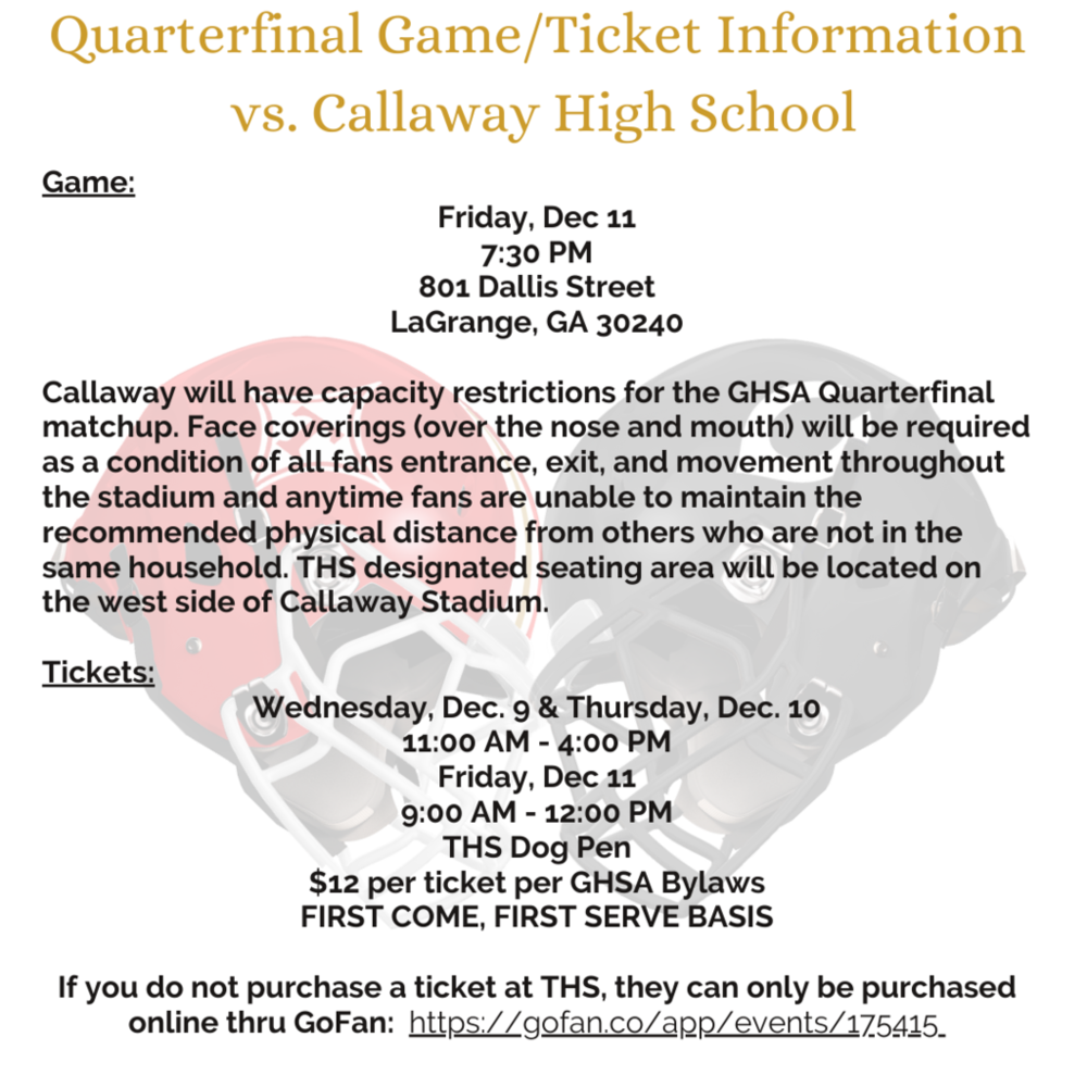 Quarterfinal Game/Ticket Information
