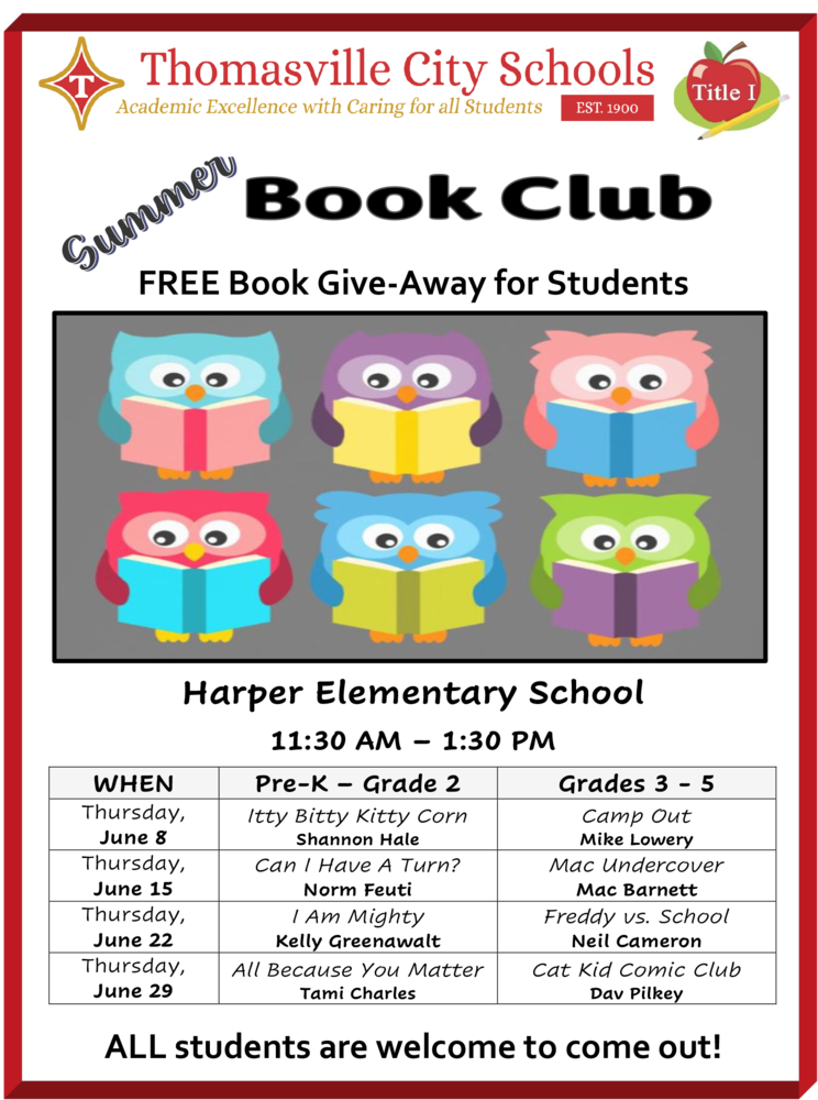 Harper Elementary Summer Book Club