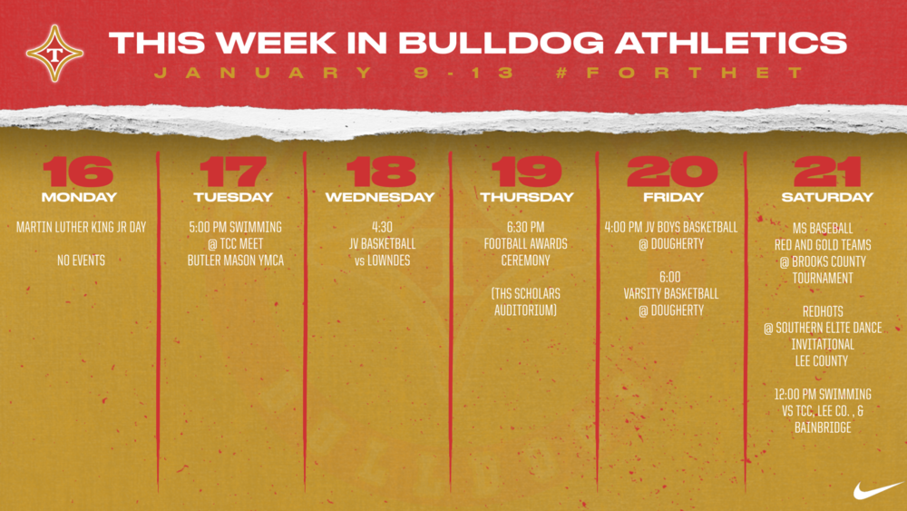Athletics Update/Weekly Schedule - 1/16