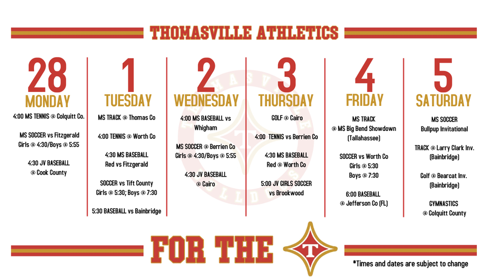 Athletics Update/Weekly Schedule - 2/28