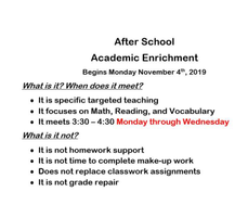 After School Academic Enrichment