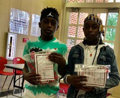 MPMS students Kayden and Karter Walker receive their "Be The Voice" Very Important Voice awards.