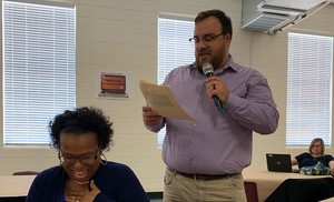 Mr. Ramey Entertains at Writing Workshop