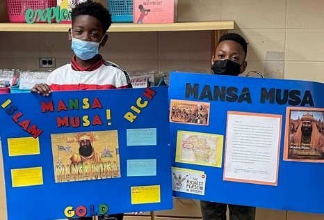 Dr. Wyche's Fifth graders present Black History culminating projects.